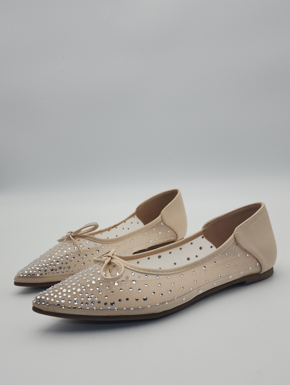 Allegra K Rhinestone Ballerina Beige Flats Size 7 NWOT